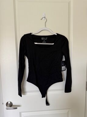 BYLT Basics Black Long-Sleeve Scoop Neck Bodysuit